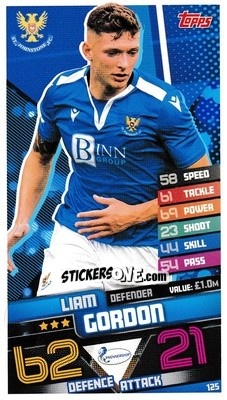 Sticker Liam Gordon - SPFL 2020-2021. Match Attax - Topps
