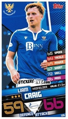 Sticker Liam Craig - SPFL 2020-2021. Match Attax - Topps