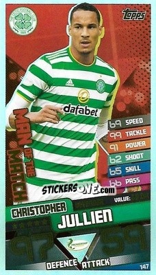 Cromo Christopher Jullien - SPFL 2020-2021. Match Attax - Topps