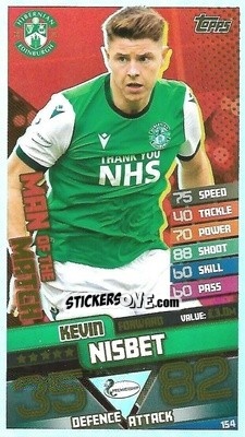 Cromo Kevin Nisbet - SPFL 2020-2021. Match Attax - Topps