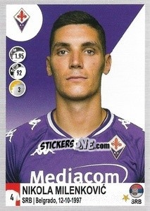 Figurina Nikola Milenkovic - Calciatori 2020-2021 - Panini