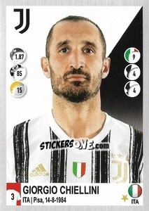 Sticker Giorgio Chiellini - Calciatori 2020-2021 n. 273 - Panini