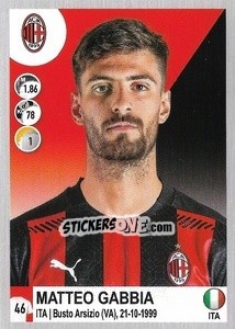 Figurina Matteo Gabbia - Calciatori 2020-2021 - Panini