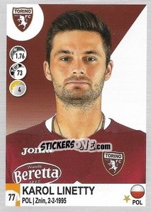 Sticker Karol Linetty - Calciatori 2020-2021 n. 518 - Panini