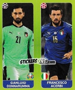 Sticker Gianluigi Donnarumma / Francesco Acerbi - UEFA Euro 2020 Tournament Edition. 678 Stickers version n. 32 - Panini