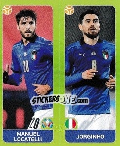 Sticker Manuel Locatelli / Jorginho - UEFA Euro 2020 Tournament Edition. 678 Stickers version - Panini