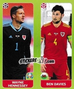 Cromo Wayne Hennessey / Ben Davies - UEFA Euro 2020 Tournament Edition. 678 Stickers version - Panini