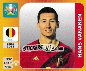 Sticker Hans Vanaken - UEFA Euro 2020 Tournament Edition. 678 Stickers version - Panini