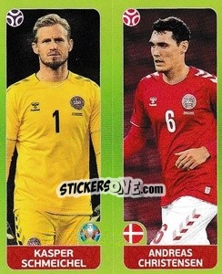 Sticker Kasper Schmeichel / Andreas Christensen - UEFA Euro 2020 Tournament Edition. 678 Stickers version - Panini