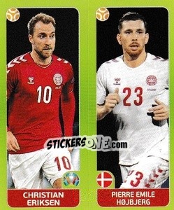 Sticker Christian Eriksen / Pierre Emile Højbjerg - UEFA Euro 2020 Tournament Edition. 678 Stickers version n. 153 - Panini