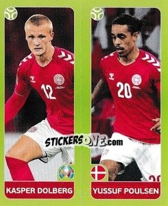 Sticker Kasper Dolberg / Yussuf Poulsen - UEFA Euro 2020 Tournament Edition. 678 Stickers version n. 155 - Panini