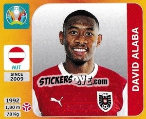Sticker David Alaba - UEFA Euro 2020 Tournament Edition. 678 Stickers version n. 238 - Panini