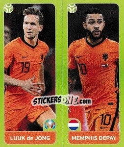 Sticker Luuk de Jong / Memphis Depay - UEFA Euro 2020 Tournament Edition. 678 Stickers version n. 267 - Panini