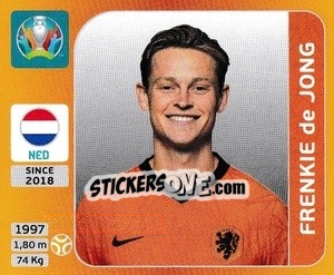 Sticker Frenkie de Jong - UEFA Euro 2020 Tournament Edition. 678 Stickers version n. 280 - Panini