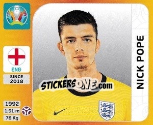Sticker Nick Pope - UEFA Euro 2020 Tournament Edition. 678 Stickers version n. 403 - Panini