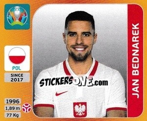 Sticker Jan Bednarek - UEFA Euro 2020 Tournament Edition. 678 Stickers version - Panini