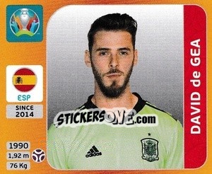 Sticker David de Gea - UEFA Euro 2020 Tournament Edition. 678 Stickers version - Panini