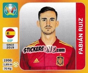Sticker Fabián Ruiz - UEFA Euro 2020 Tournament Edition. 678 Stickers version - Panini