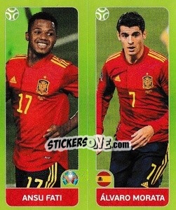 Figurina Ansu Fati / Álvaro Morata - UEFA Euro 2020 Tournament Edition. 678 Stickers version - Panini