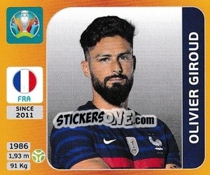 Sticker Olivier Giroud - UEFA Euro 2020 Tournament Edition. 678 Stickers version n. 588 - Panini