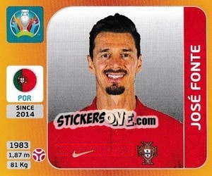 Sticker José Fonte - UEFA Euro 2020 Tournament Edition. 678 Stickers version - Panini