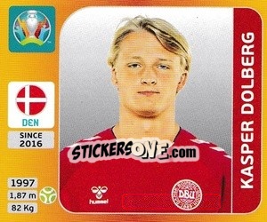 Sticker Kasper Dolberg - UEFA Euro 2020 Tournament Edition. 678 Stickers version - Panini
