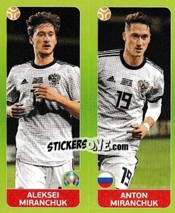 Sticker Aleksei Miranchuk / Anton Miranchuk - UEFA Euro 2020 Tournament Edition. 678 Stickers version - Panini