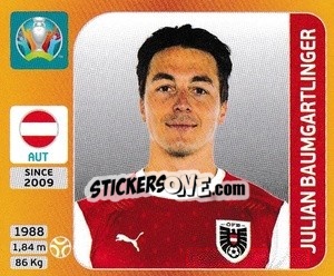 Figurina Julian Baumgartlinger - UEFA Euro 2020 Tournament Edition. 678 Stickers version - Panini