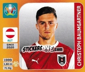 Sticker Christoph Baumgartner - UEFA Euro 2020 Tournament Edition. 678 Stickers version - Panini