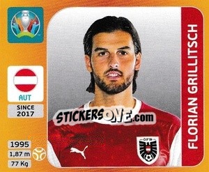 Figurina Florian Grillitsch - UEFA Euro 2020 Tournament Edition. 678 Stickers version - Panini