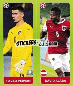 Sticker Pavao Pervan / David Alaba - UEFA Euro 2020 Tournament Edition. 678 Stickers version n. 256 - Panini