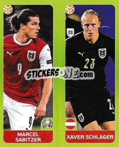 Sticker Marcel Sabitzer / Xaver Schlager - UEFA Euro 2020 Tournament Edition. 678 Stickers version - Panini