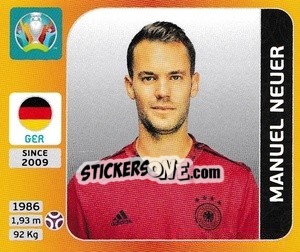 Sticker Manuel Neuer - UEFA Euro 2020 Tournament Edition. 678 Stickers version - Panini
