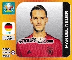 Sticker Manuel Neuer - UEFA Euro 2020 Tournament Edition. 678 Stickers version n. 605 - Panini