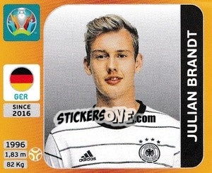 Sticker Julian Brandt - UEFA Euro 2020 Tournament Edition. 678 Stickers version n. 613 - Panini