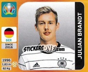 Sticker Julian Brandt - UEFA Euro 2020 Tournament Edition. 678 Stickers version - Panini