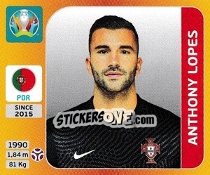 Sticker Anthony Lopes - UEFA Euro 2020 Tournament Edition. 678 Stickers version - Panini