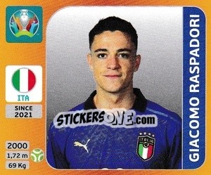 Figurina Giacomo Raspadori - UEFA Euro 2020 Tournament Edition. 678 Stickers version - Panini