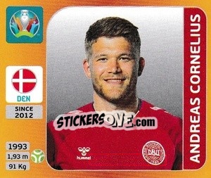 Sticker Andreas Cornelius - UEFA Euro 2020 Tournament Edition. 678 Stickers version - Panini