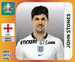 Sticker John Stones - UEFA Euro 2020 Tournament Edition. 678 Stickers version - Panini