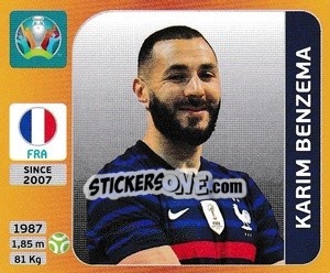 Sticker Karim Benzema - UEFA Euro 2020 Tournament Edition. 678 Stickers version - Panini