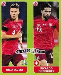 Sticker Nico Elvedi / Ricardo Rodríguez - UEFA Euro 2020 Tournament Edition. 678 Stickers version - Panini