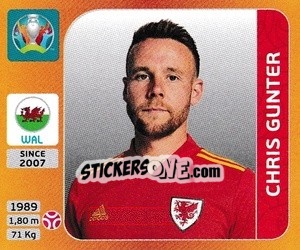 Sticker Chris Gunter - UEFA Euro 2020 Tournament Edition. 678 Stickers version - Panini