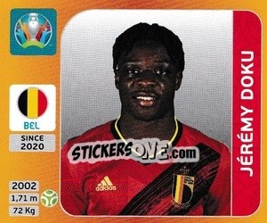 Figurina Jérémy Doku - UEFA Euro 2020 Tournament Edition. 678 Stickers version - Panini