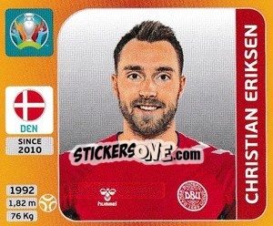 Cromo Christian Eriksen - UEFA Euro 2020 Tournament Edition. 678 Stickers version - Panini