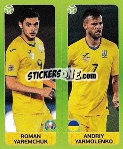 Sticker Roman Yaremchuk / Andriy Yarmolenko - UEFA Euro 2020 Tournament Edition. 678 Stickers version - Panini