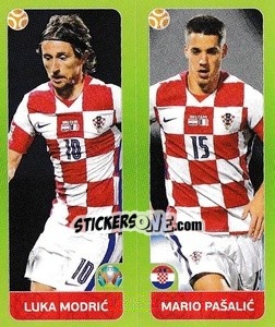 Sticker Luka Modric / Mario Pašalic - UEFA Euro 2020 Tournament Edition. 678 Stickers version - Panini
