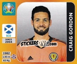 Figurina Craig Gordon - UEFA Euro 2020 Tournament Edition. 678 Stickers version - Panini