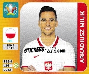 Cromo Arkadiusz Milik - UEFA Euro 2020 Tournament Edition. 678 Stickers version - Panini