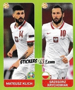 Figurina Mateusz Klich / Grzegorz Krychowiak - UEFA Euro 2020 Tournament Edition. 678 Stickers version - Panini